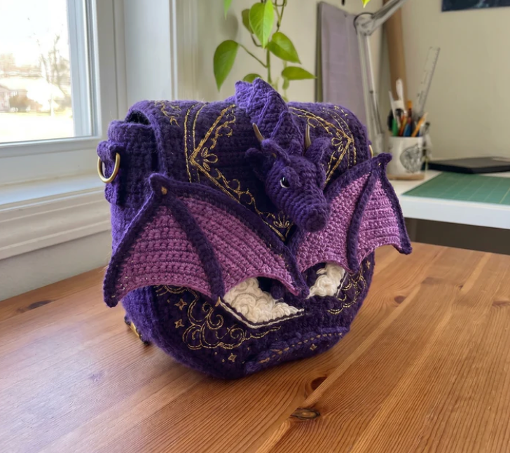 DragonKnots™ Handmade Crochet Dragon Bag