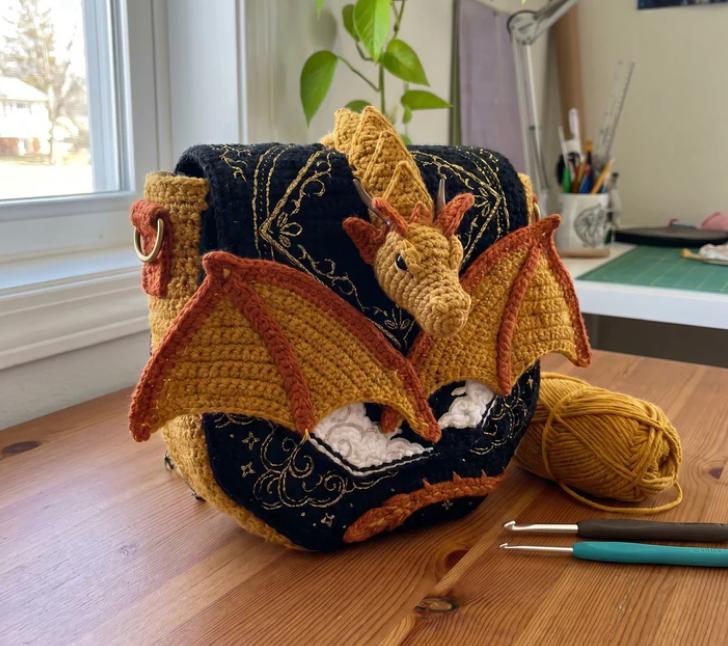 DragonKnots™ Handmade Crochet Dragon Bag